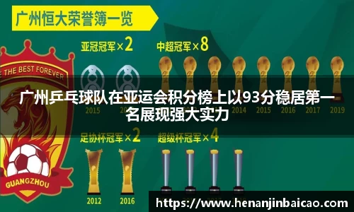 广州乒乓球队在亚运会积分榜上以93分稳居第一名展现强大实力